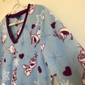 Disney Frozen Olaf Women's V-Neck Fleece Nightshirt Size L